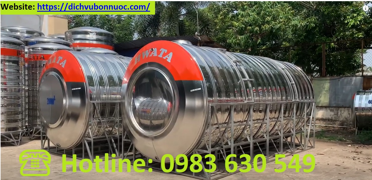 Bồn inox hwata công nghiệp 15000l ngang