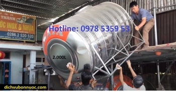 Bồn nước inox 2000 lít cũ - Bồn nước 2 khối
