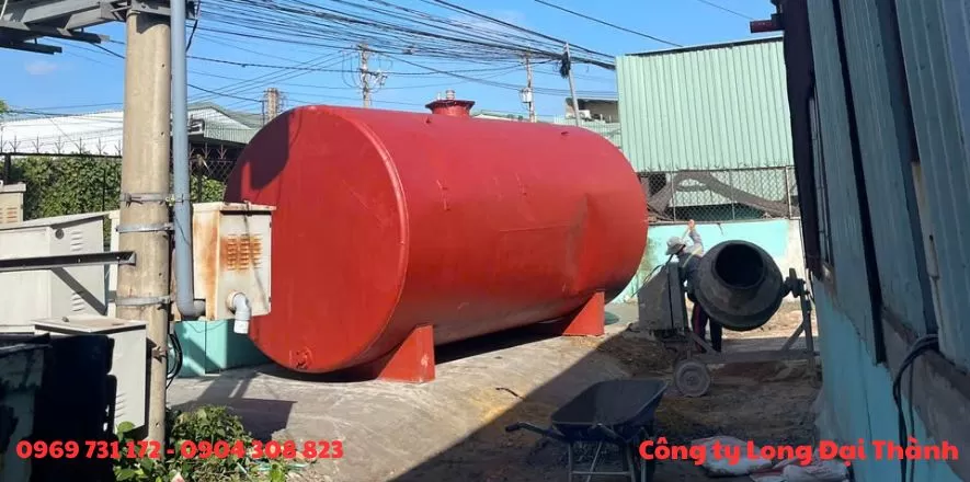 Bồn chứa dầu đóng mới 20m3, kiểu nằm, có chân, dày 5mm